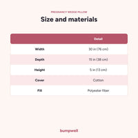 Bumpwell pregnancy wedge pillow size: 30 x 15 x 5 inches, cotton cover, polyester fiber fill