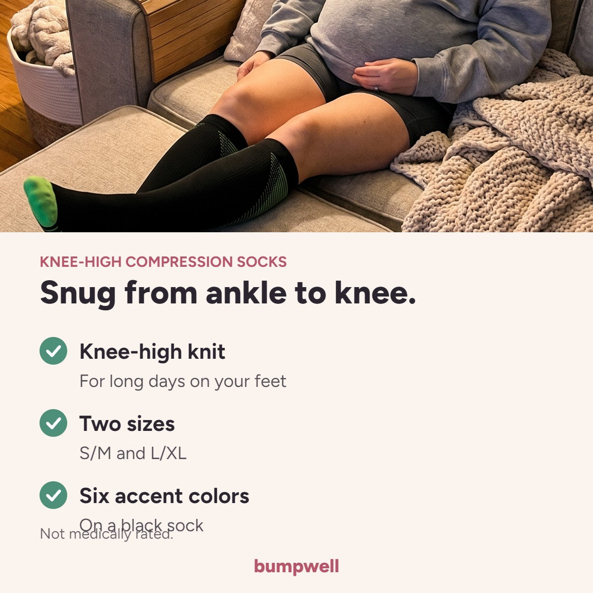 Infographic: knee-high knit, two sizes and six accent colors