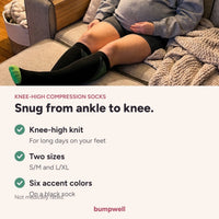 Infographic: knee-high knit, two sizes and six accent colors