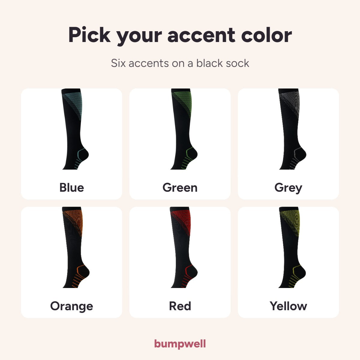 Infographic: the six accent colors of the compression socks